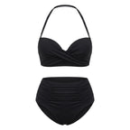Bikini push up 2 pièces Elya noir packshot produit fond blanc — haut bandeau + culotte taille haute