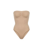 Body bustier gainant beige packshot — sans bretelles, bande silicone, finition seamless