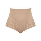 Culotte gainante invisible beige packshot — bord laser, taille haute, bandes mesh transparentes