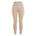 Legging amincissant taille haute Elya beige — packshot produit, zones de compression gainante