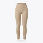 Elya beige tummy control leggings — product shot, front tummy-control panel
