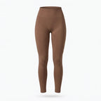 Elya brown tummy control leggings — product shot, front tummy-control panel