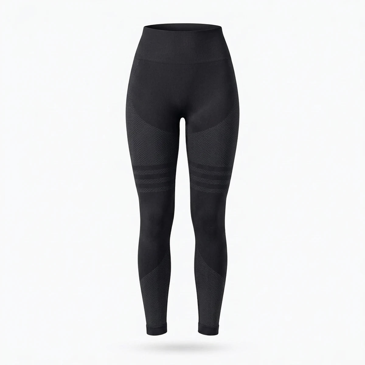 Elya black tummy control leggings — product shot, front tummy-control panel