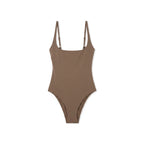 Maillot 1 pièce gainant ventre plat Elya taupe — vue packshot produit fond blanc