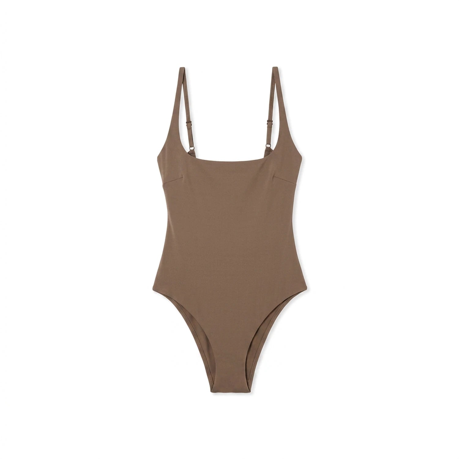 Maillot 1 pièce gainant ventre plat Elya taupe — vue packshot produit fond blanc