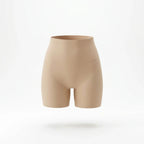 Panty gainant invisible femme — packshot produit, short mi-cuisse beige, finition seamless invisible