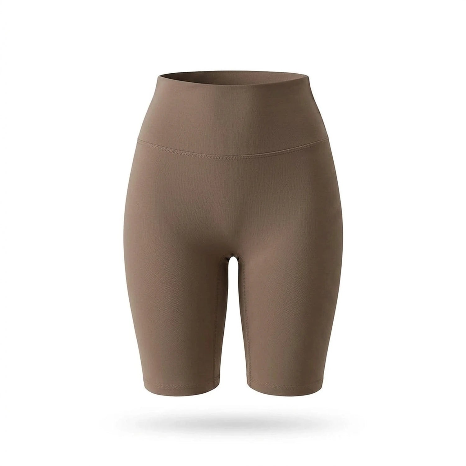 Shorty gainant invisible femme — packshot produit, boyshort taupe taille haute, finition seamless