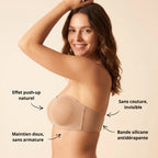 Features: natural push-up, invisible seamless design, non-slip silicone band