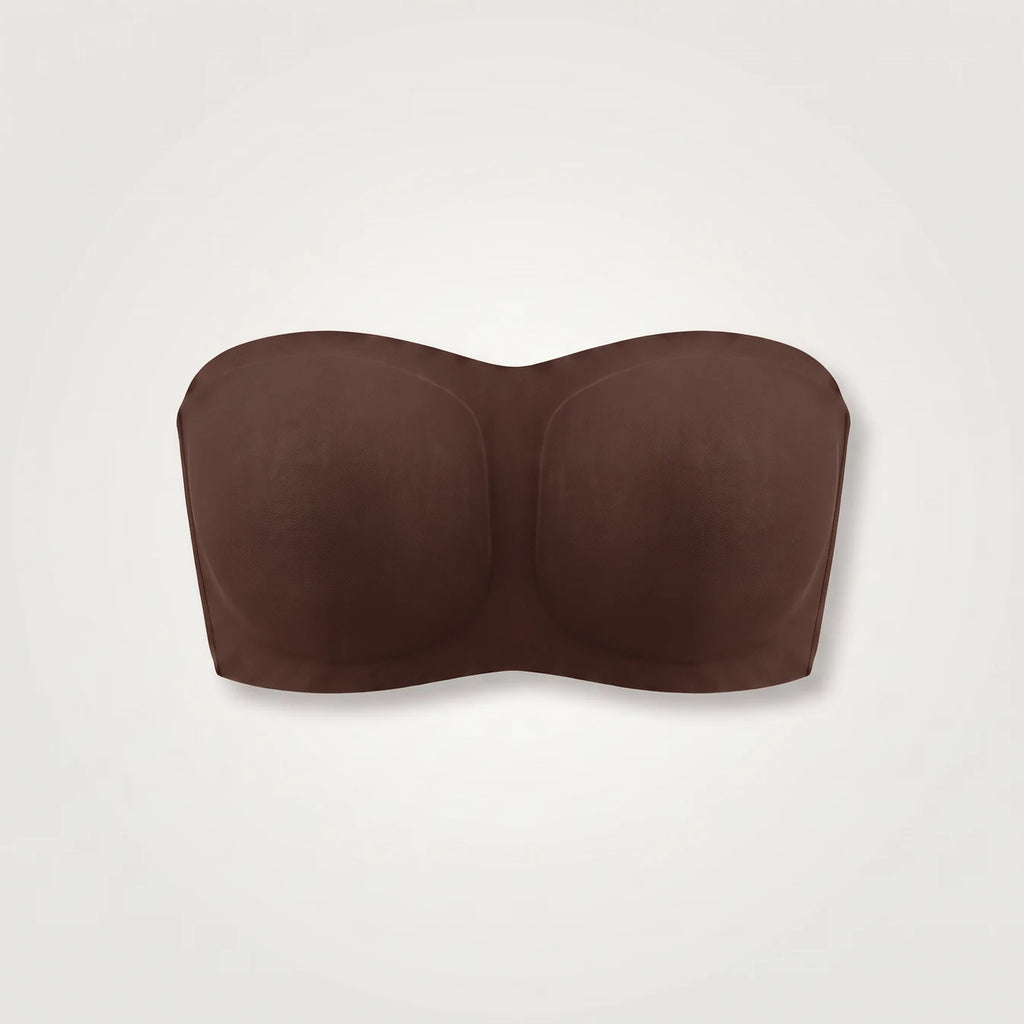 Brown invisible strapless bra, product shot